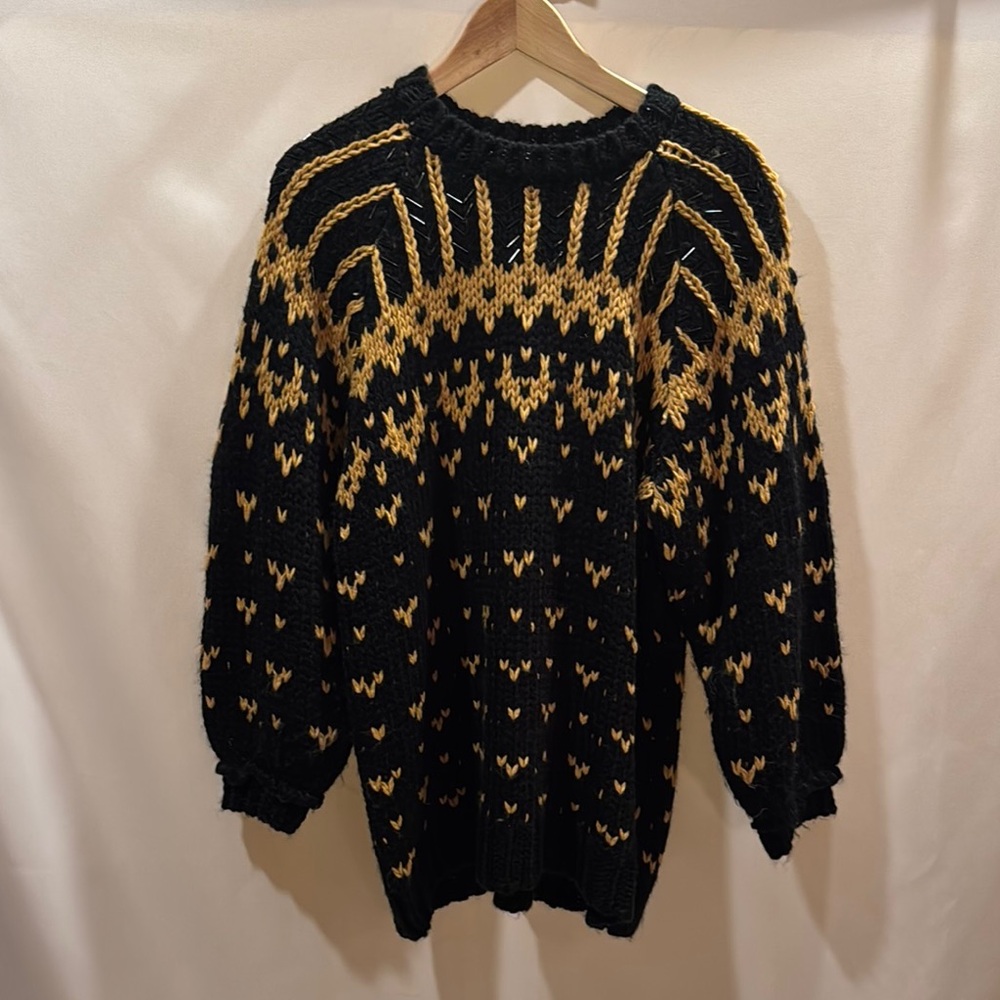 Zara Black and Gold Knit Sweater | Size S